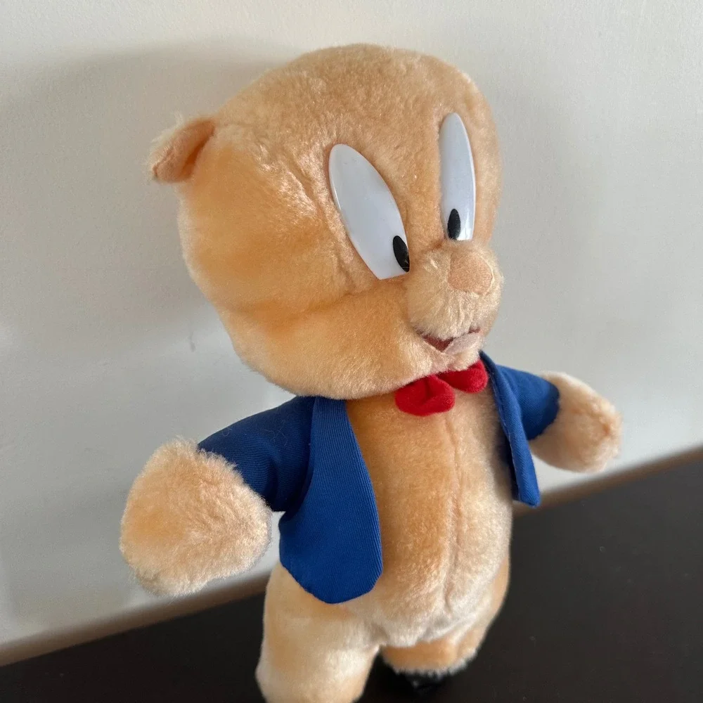 Vintage 1997 Looney Tunes Porky Pig Plush 9 inch ACE Play-By-Play Blue Jacket